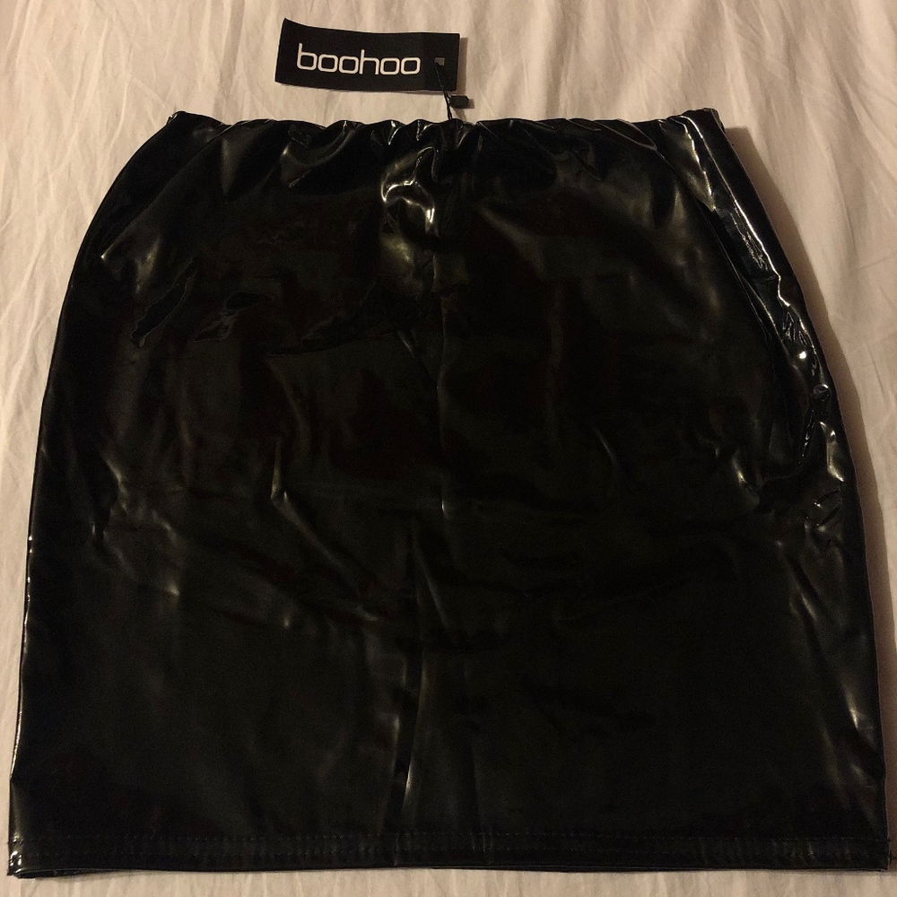 Black Vinyl Mini Skirt